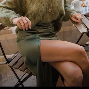 Instance Green Silk Skirt